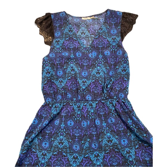 Kimchi Blue Urban Outfitters Blue Paisley and Black Lace Inset Romper Women M - Picture 4 of 9